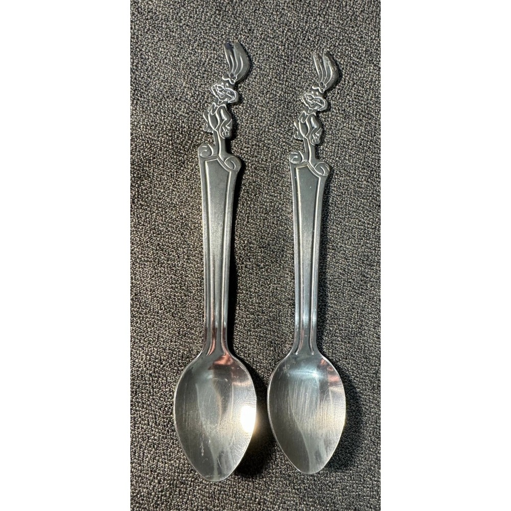 Vintage Nestle Quick Bunny Rabbit Stainless Steel Spoons 6.5" Set of 2